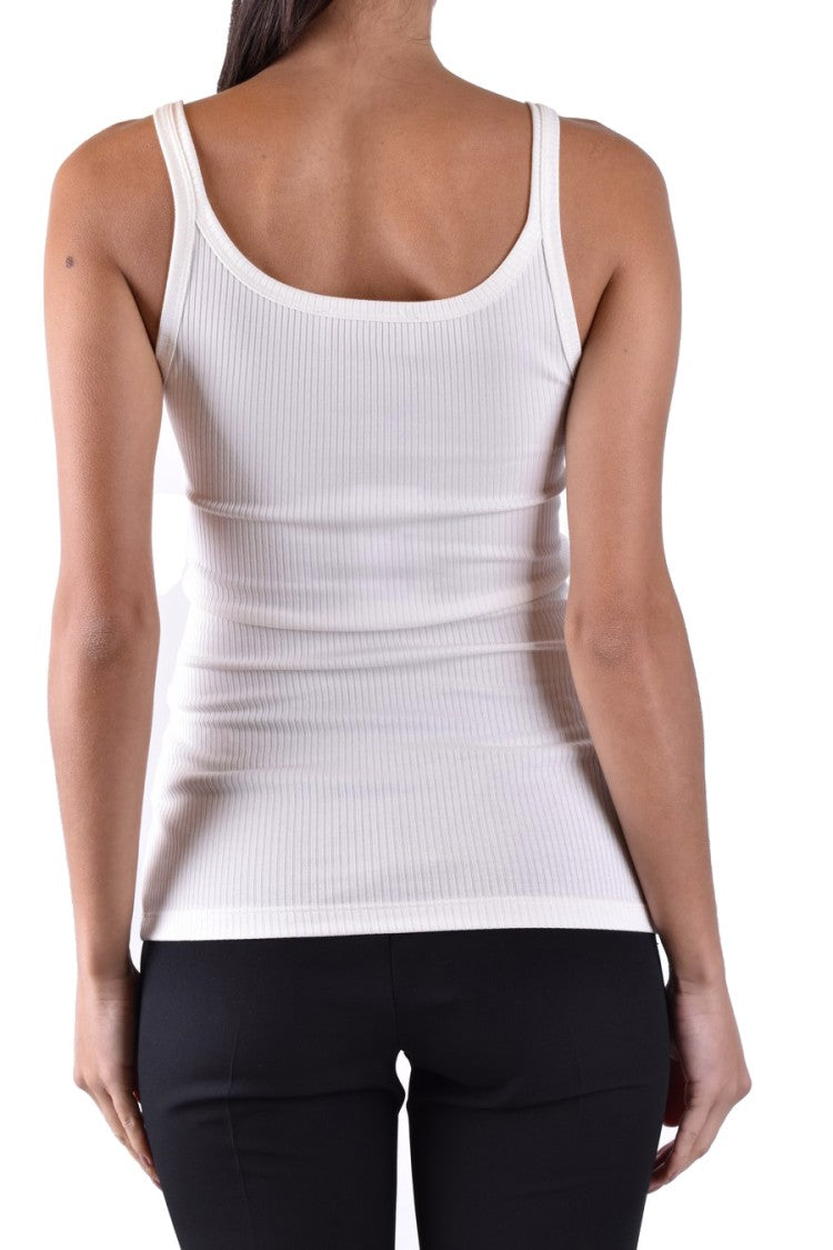 Ermanno Fitted Top With Floral Embroidery And Ribbed Texture