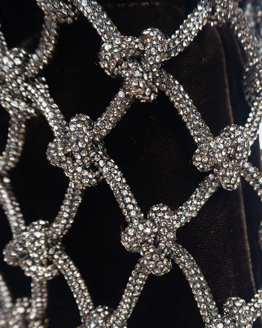 Hibourama Black Diamond Velvet Mesh Bag