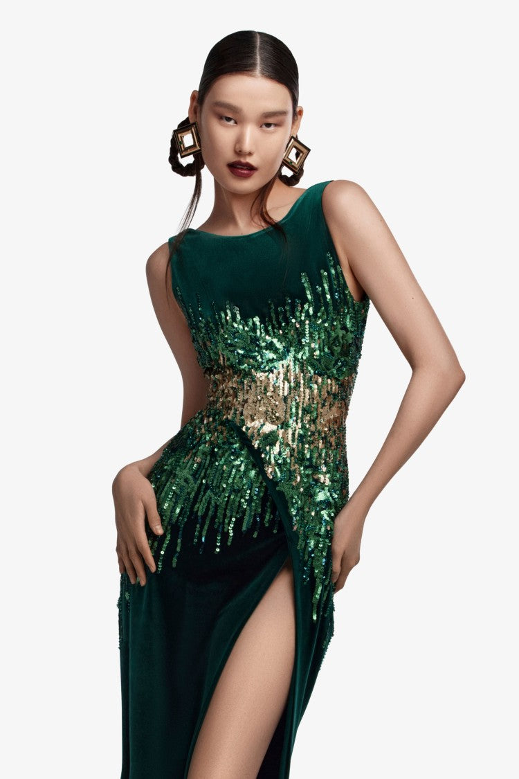 Saiid Kobeisy Sequin Velvet Dress
