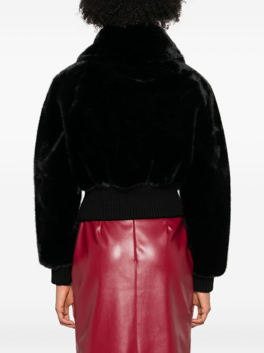 Pinko Bomber Jacket With Plush Fur-Effect Fabric