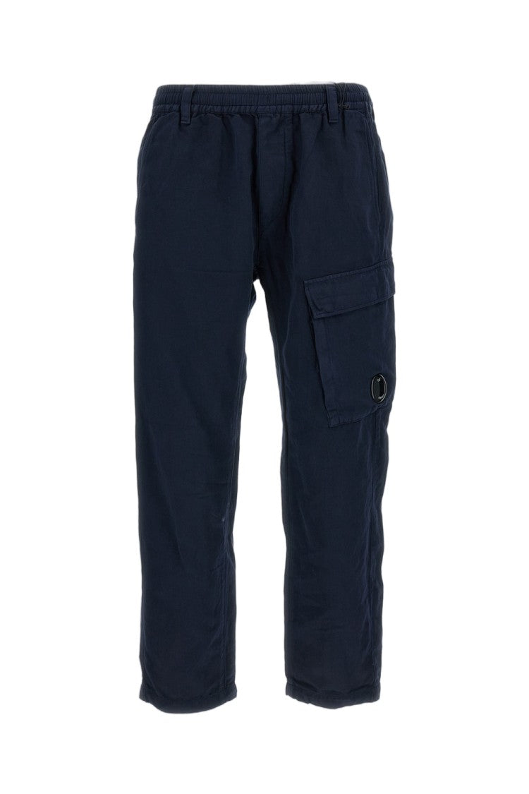 C.P. Company Blue Linen Blend Cargo Trousers