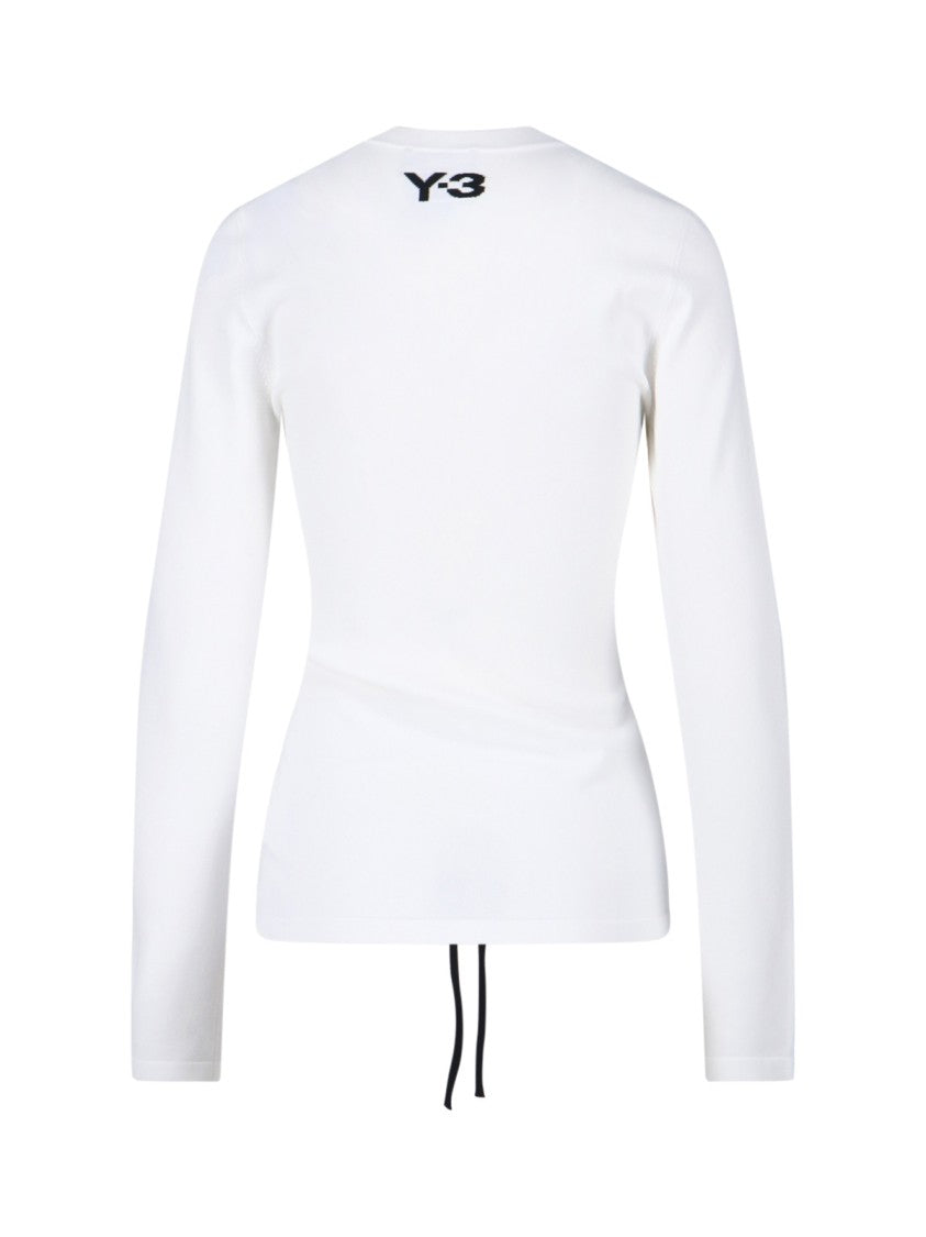 Y-3 Contrasting Stripe Round Neck Long Sleeve Top