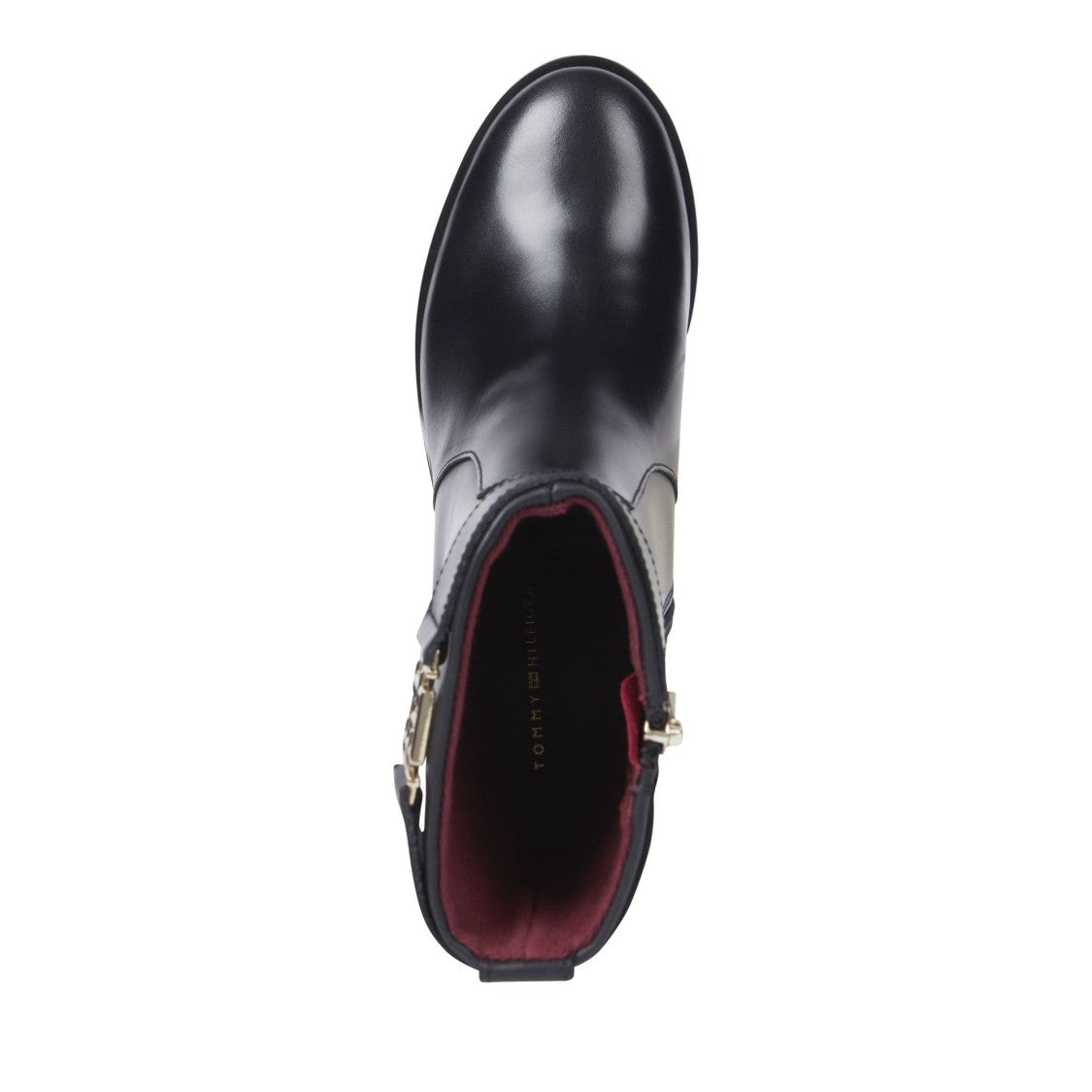 Tommy Hilfiger Black Leather Mid-Block Heel Boots