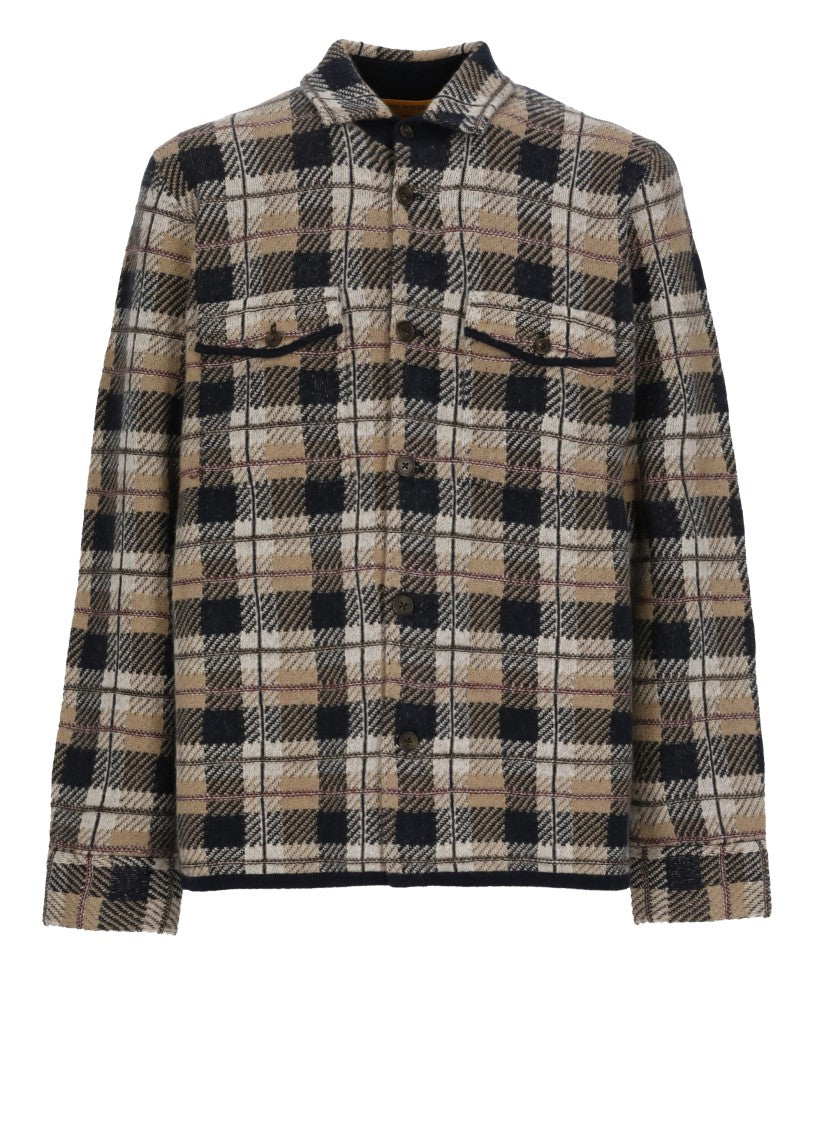 Guest In Residence Beige/Black Checkered Pocket Cashmere Casual Shirt