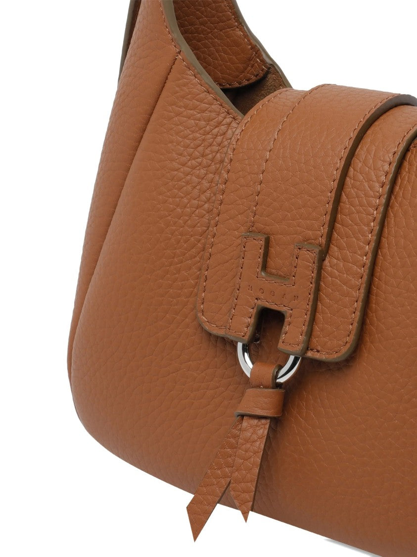 Hogan Brown Structured Rounded Leather H Handbag