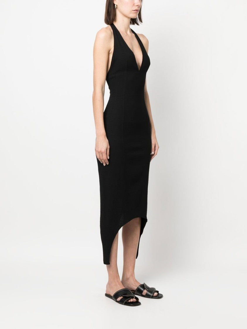 Patou Halterneck V-Neck Midi Dress