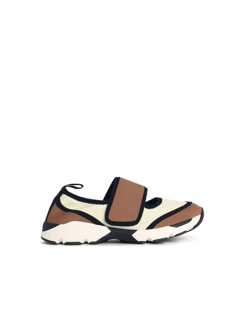 Marni 'Running Mary Jane' Sneakers In Brown And Cream Fabric
