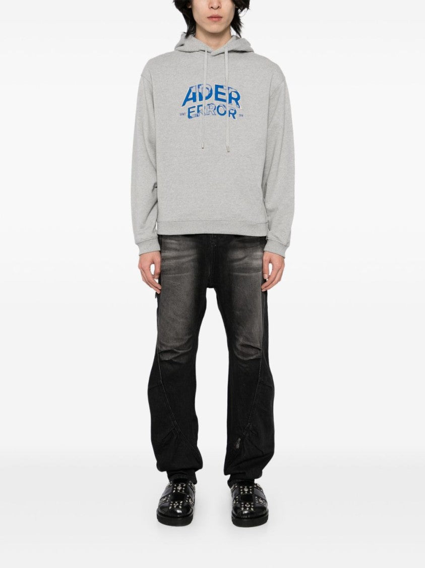 Ader Error Grey Relaxed Logo Hoodie