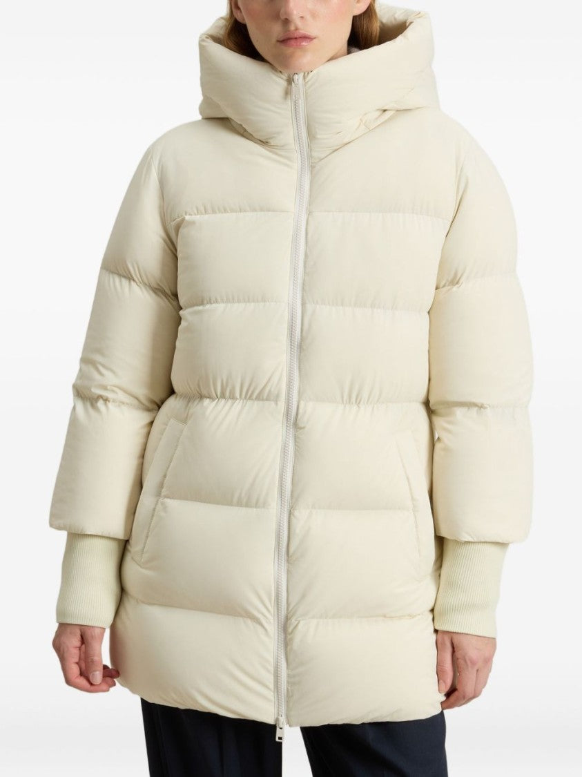 Woolrich Padded Beige Jacket With High Collar