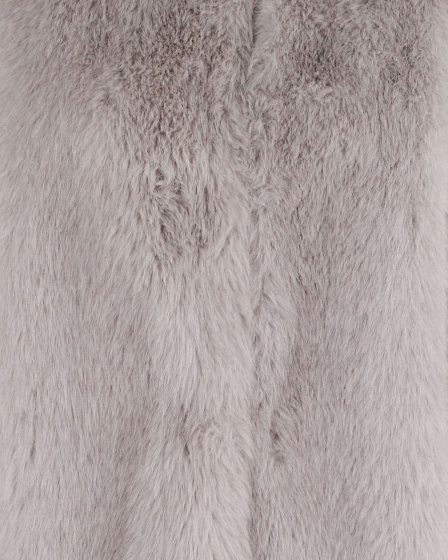 Max Mara Pearl Gray Faux Fur Effect Fabric Coat