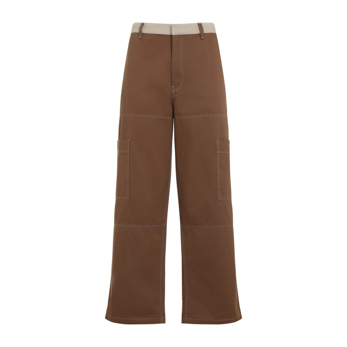 Off-White Stitch Cotgab Brown Cotton Pants