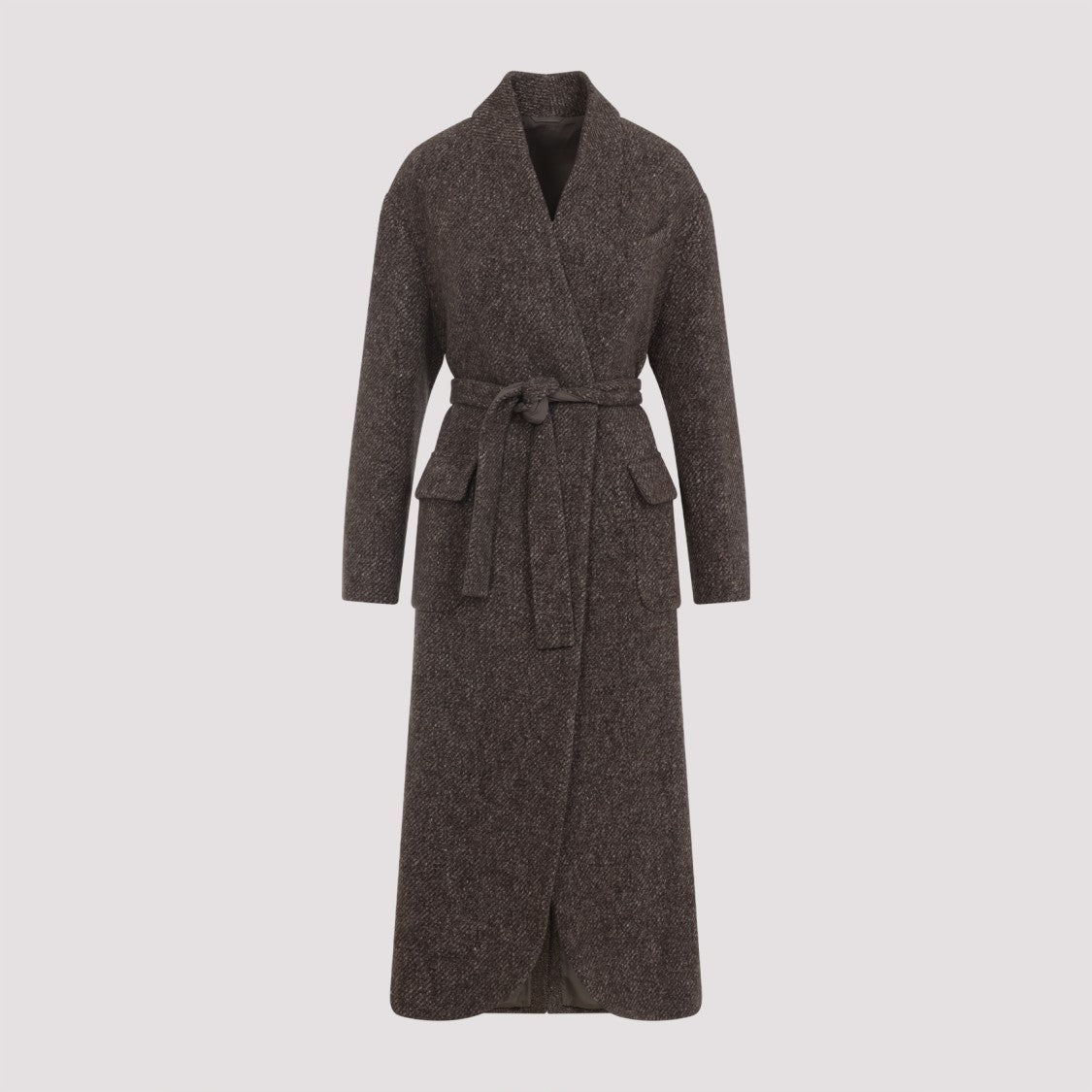 Brunello Cucinelli Wrap Design Wool-Cashmere Blend Coat