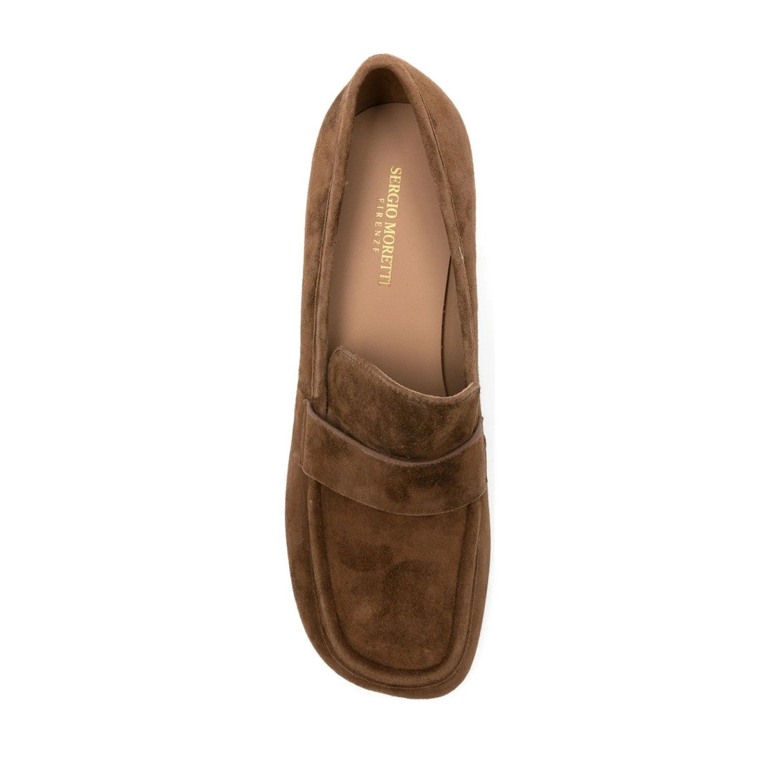 Sergio Moretti Brown Mid-Height Block Heel Wide Strap Suede Pumps