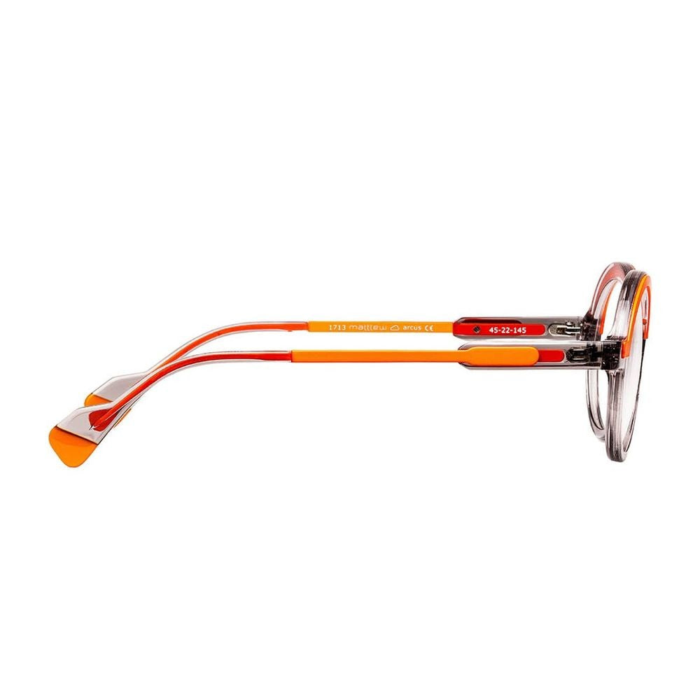 Matttew Arcus Contemporary Round Sunglasses With Orange Accents