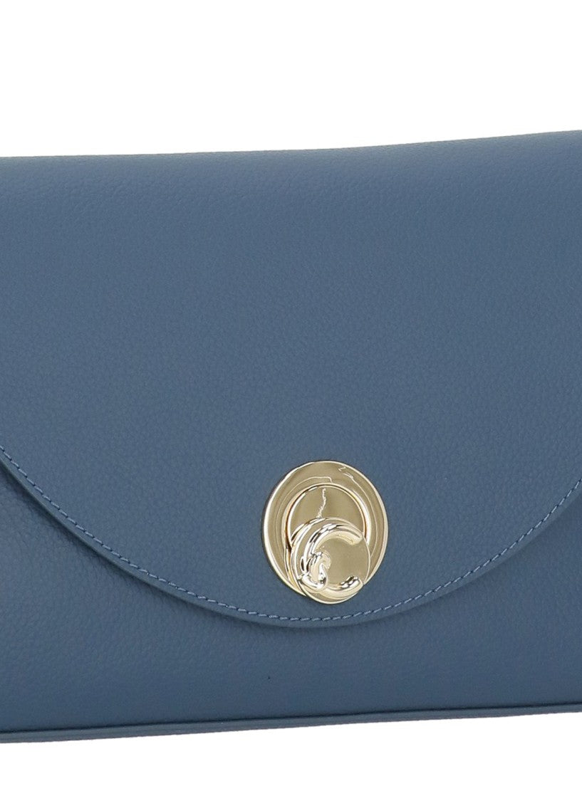 Coccinelle Structured Blue Pebbled Leather Nikla Bag