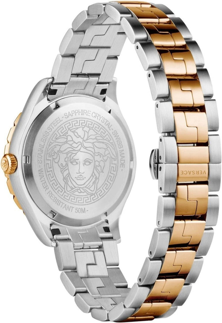 Versace Hellenyium Lady 35 Mm Quartz Watch With Brown Dial And Two-Tone Finish