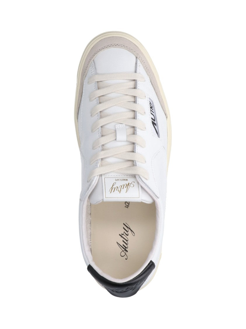 Autry White Windscape Black Tab Leather Sneakers