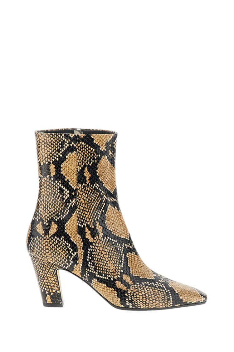 Aeydē Snakeskin-Print Leather Ankle Boots