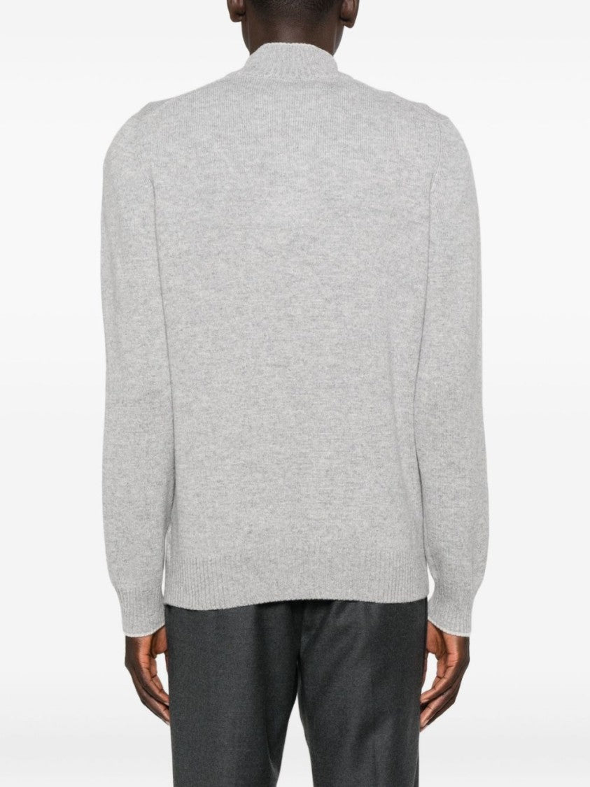 Gran Sasso Solid Grey Knit Sweater With Round Neckline