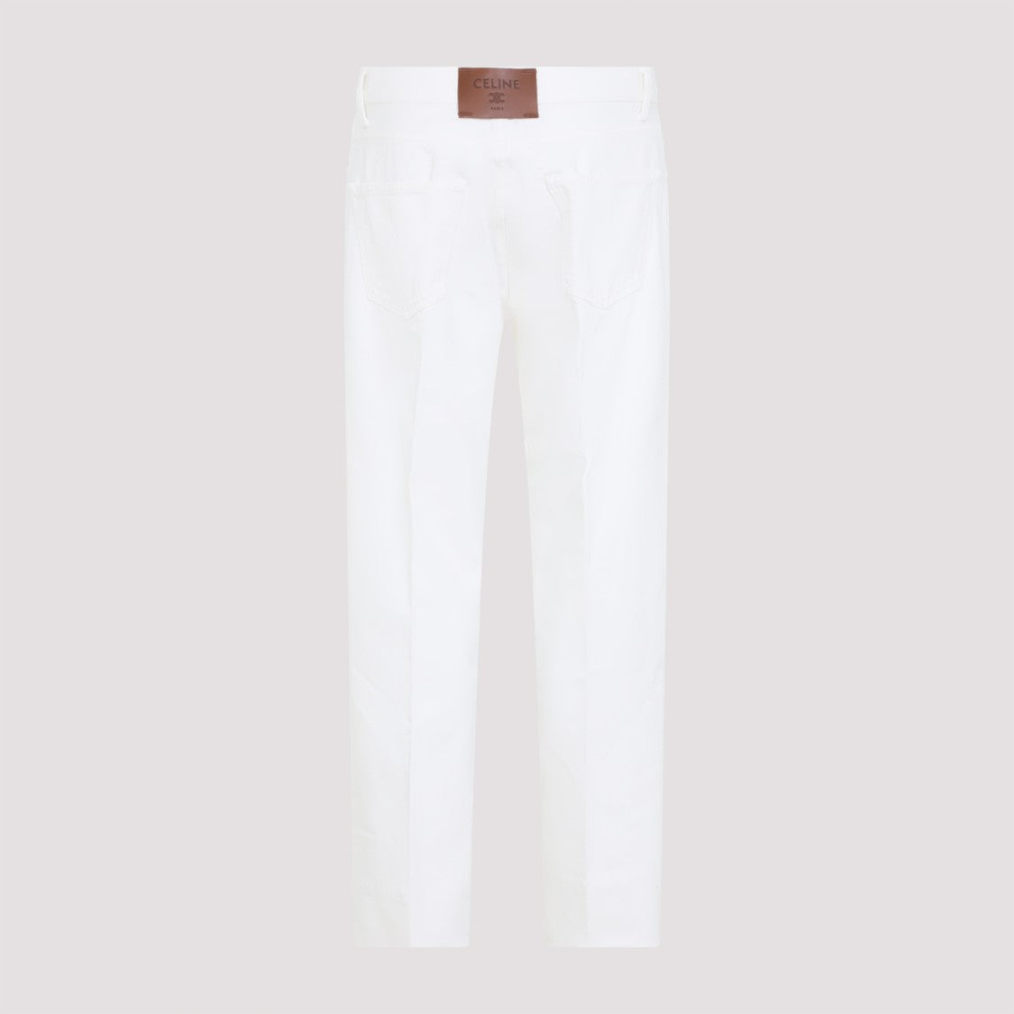 Celine Mid-Waist Straight-Leg White Denim Jeans With 5-Pocket Design