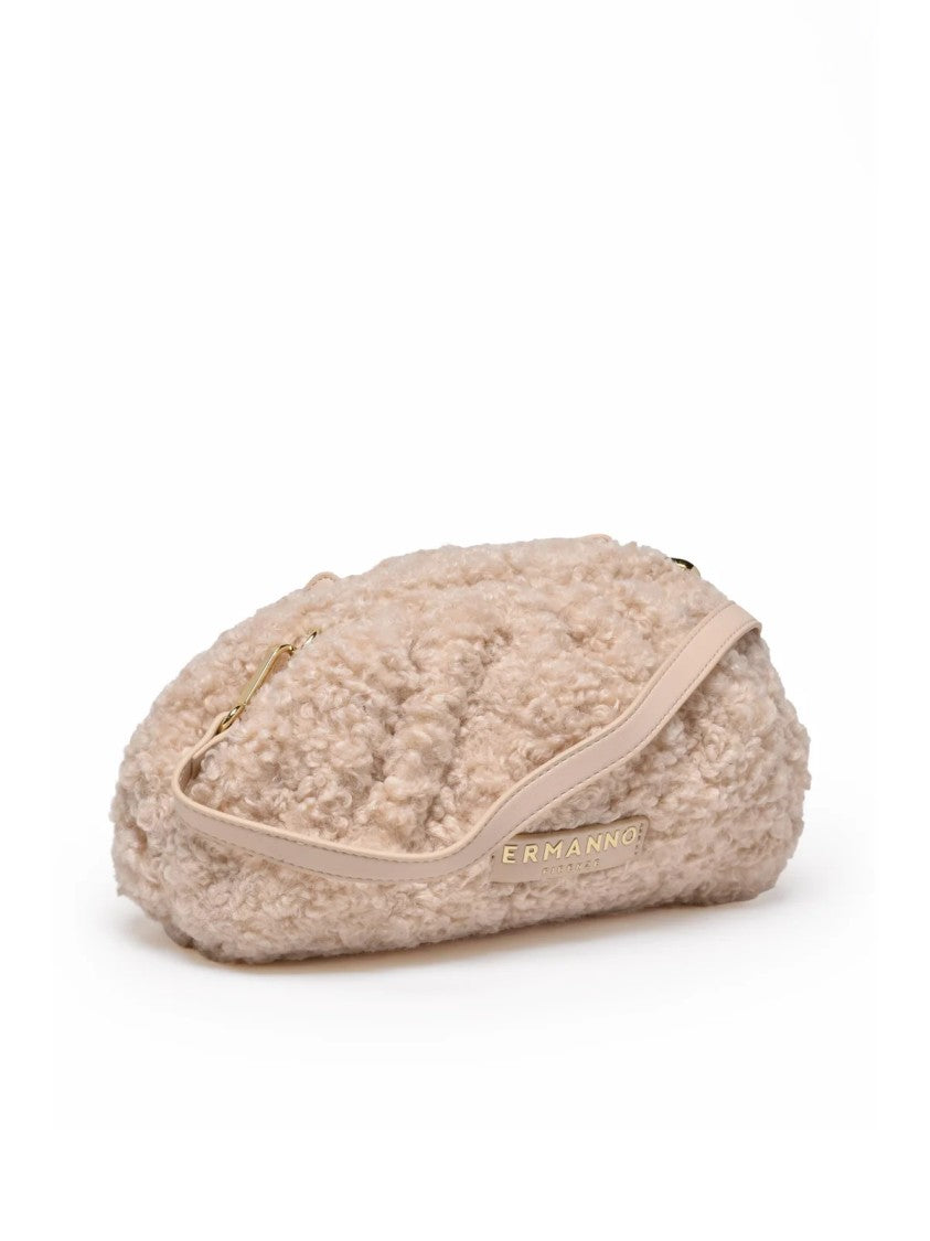 Ermanno Firenze White Veda Textured Curly Crossbody Bag