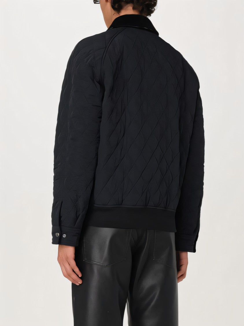 Burberry Quilted Black Jacket With Structured Silhouette And Front Zip Closure