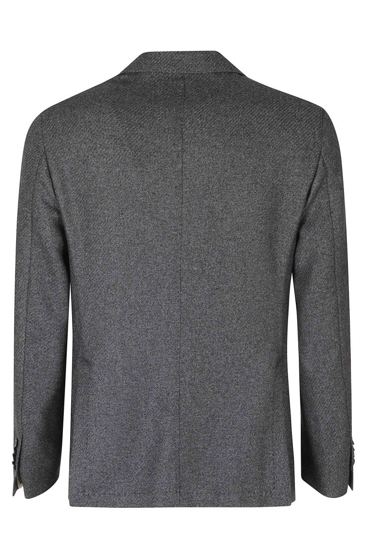 L.B.M. Diagonal Textured Wool Jacket With Jeweled Button Detail