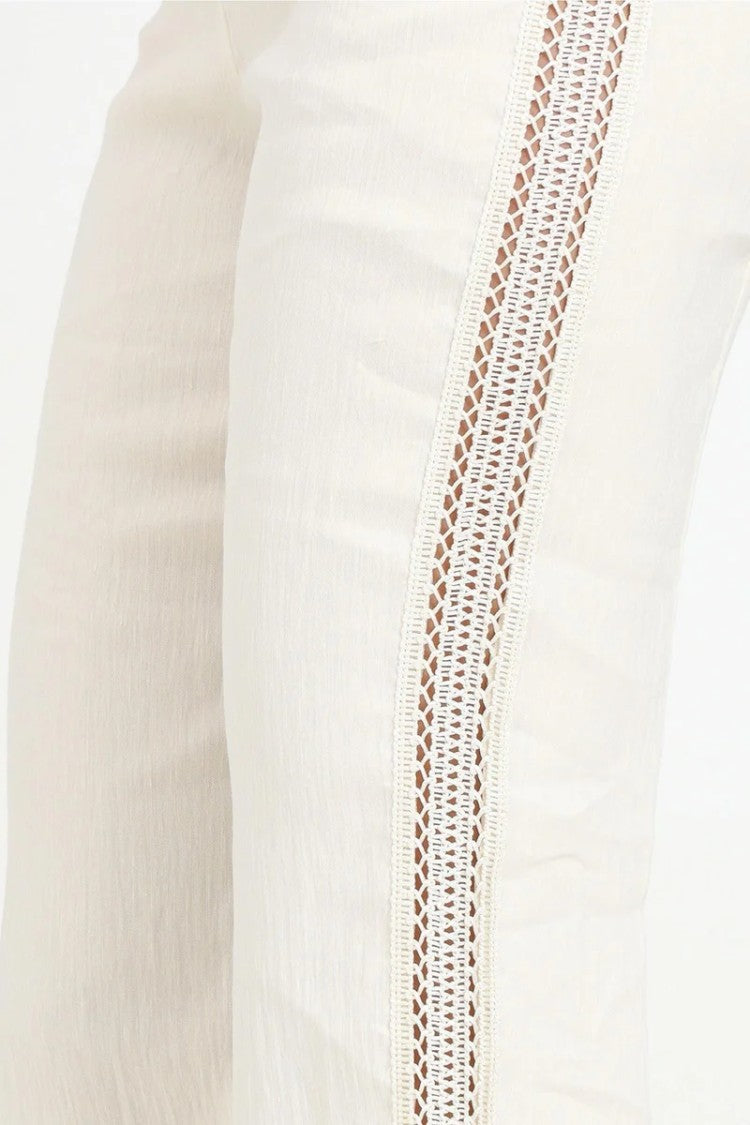 Patrizia Pepe Linen Polyamide Trousers - Cream