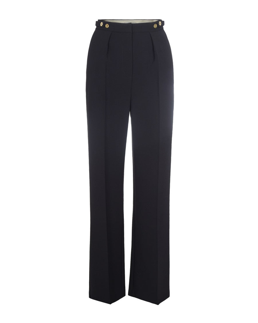 Elisabetta Franchi Crêpe Pants With Jewel Detail – Black