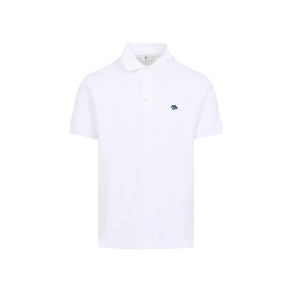 Etro Plain White Cotton Polo With Embroidered Logo