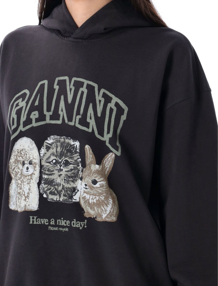 Ganni Animals Print Hoodie
