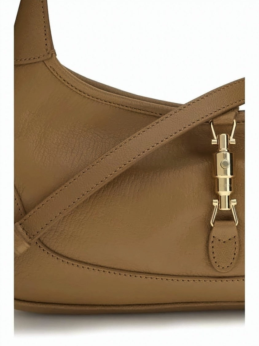 Gucci Smooth Leather Shoulder Bag With Gold-Tone Clasp