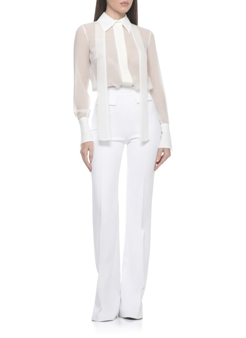 Elisabetta Franchi Ivory Silk Cufflink Shirt
