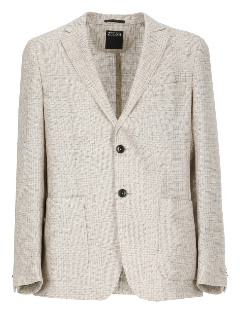 Zegna Beige Linen And Wool Jacket