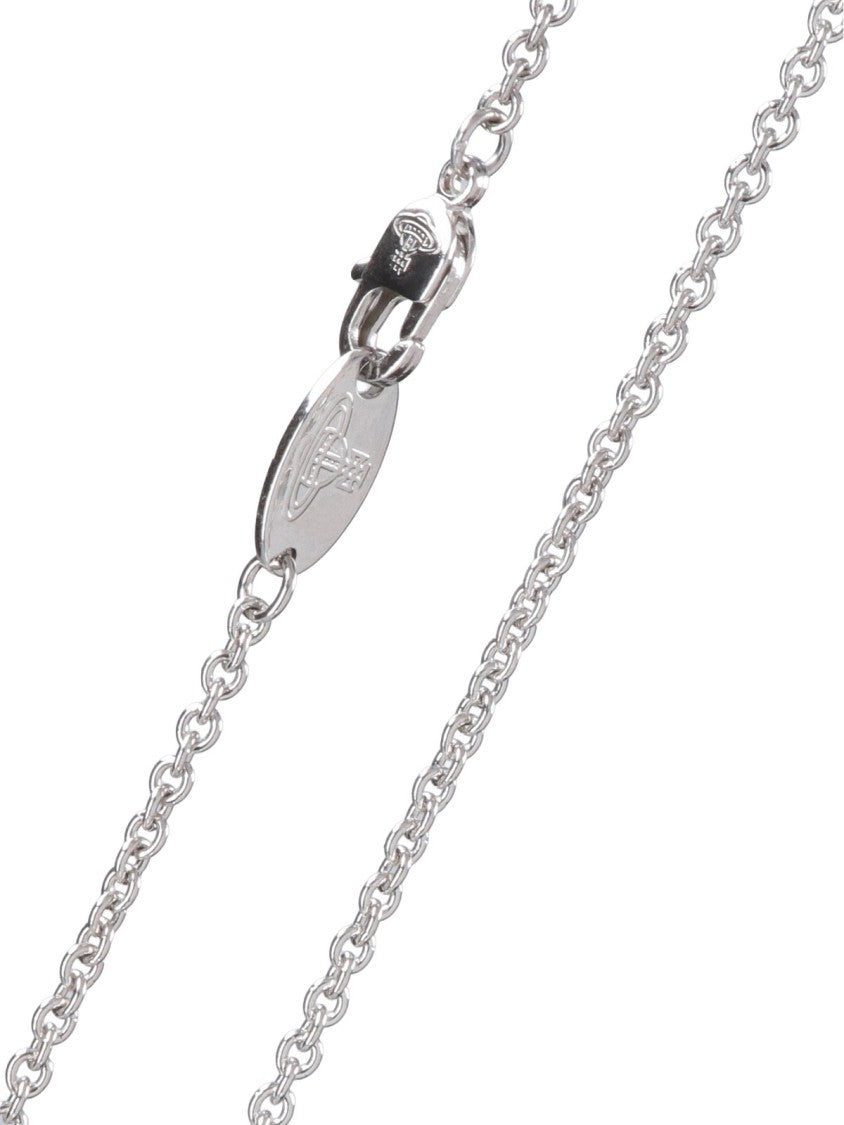 Vivienne Westwood Silver Orb Pendant Strass Brass Necklace