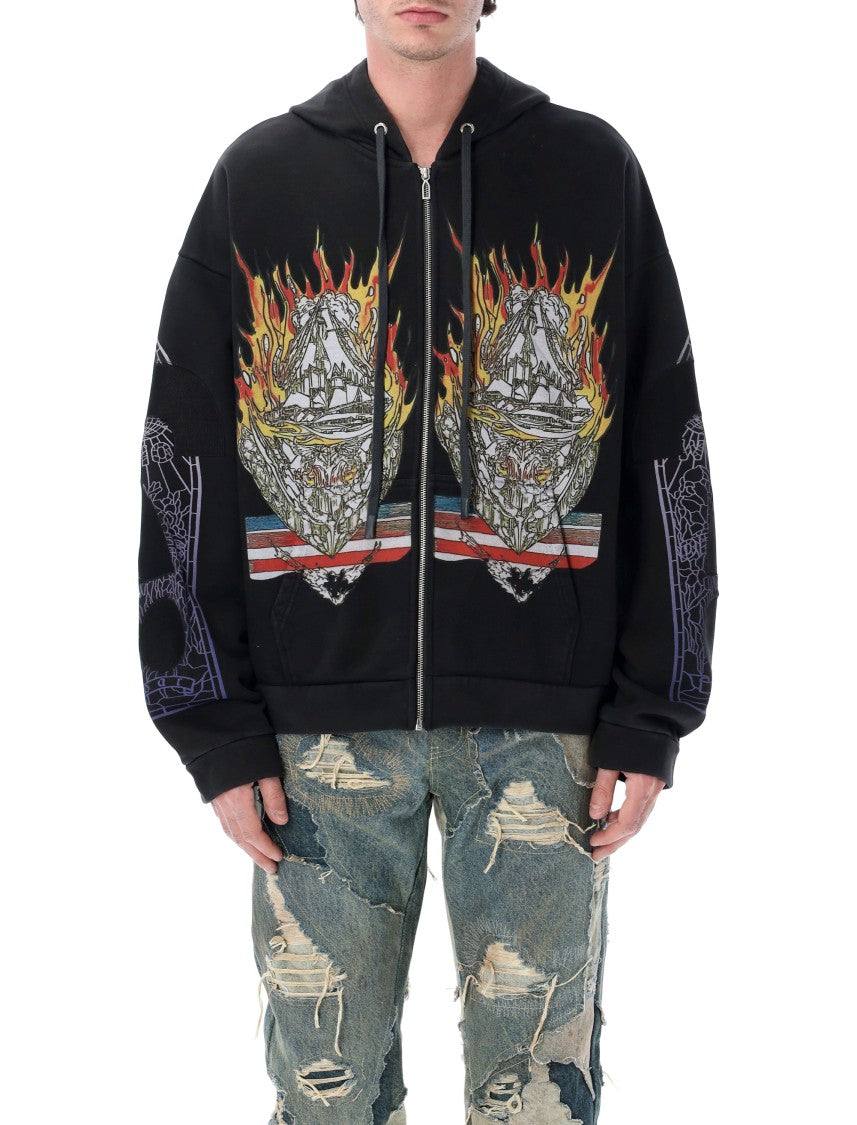 Who Decides War Engulfed Memories Graphic Zip Up Hoodie