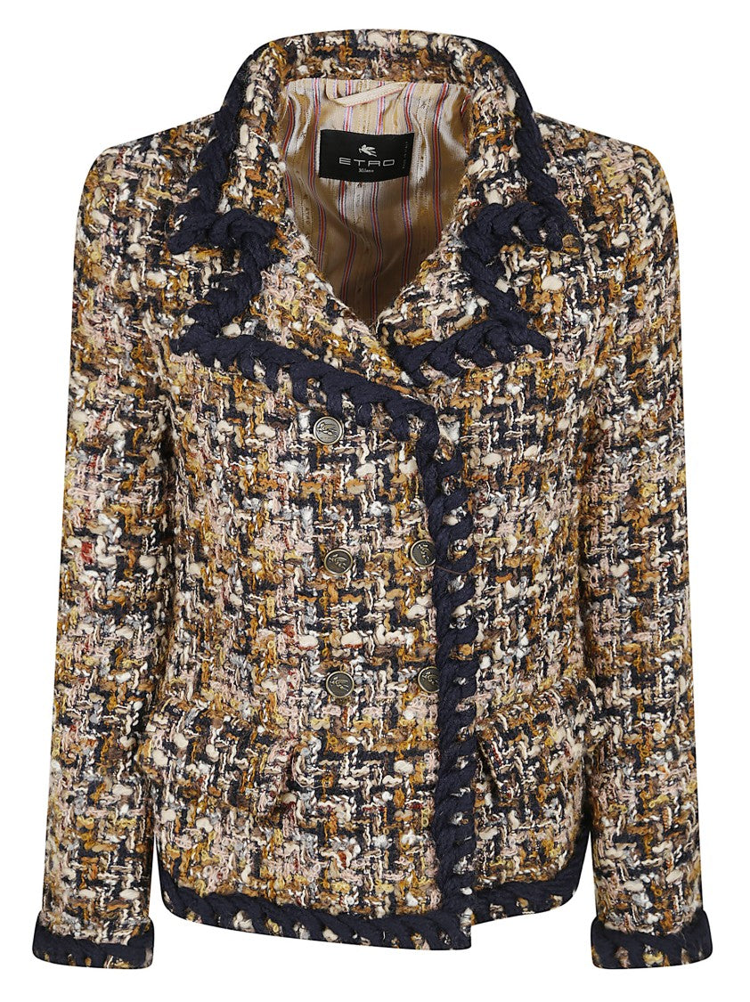 Etro Textured Tweed Jacket With Metallic Buttons