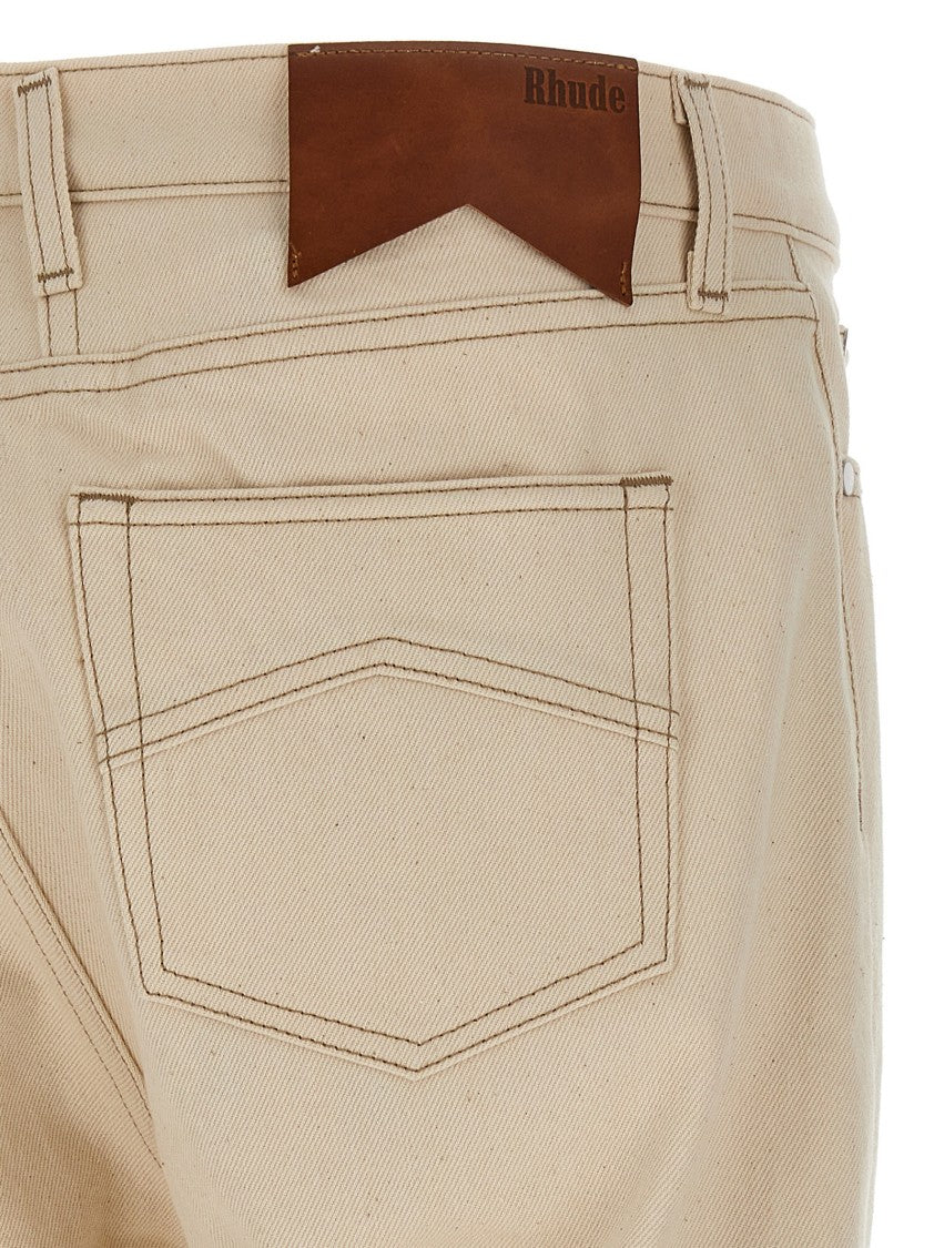 Rhude Straight-Leg Garment-Dyed Denim Jeans With Leather Logo Label