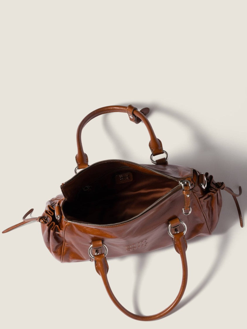 Miu Miu Chocolate Cylindrical Leather Handbag