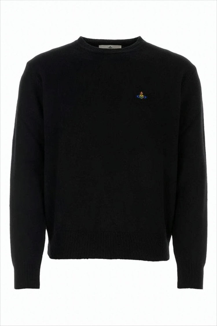 Vivienne Westwood Relaxed Fit Black Wool-Cashmere Sweater With Emblem