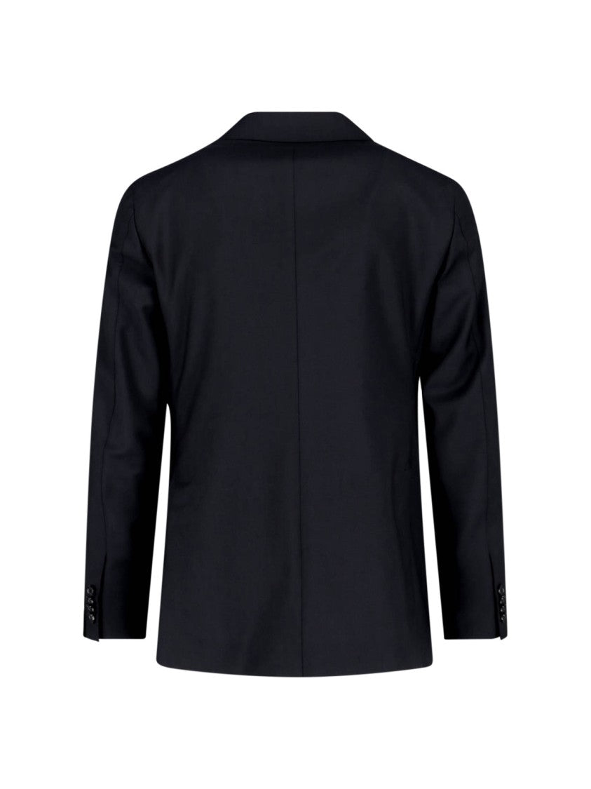 Caruso Black Double-Breasted Wool-Mohair Tailored Suit