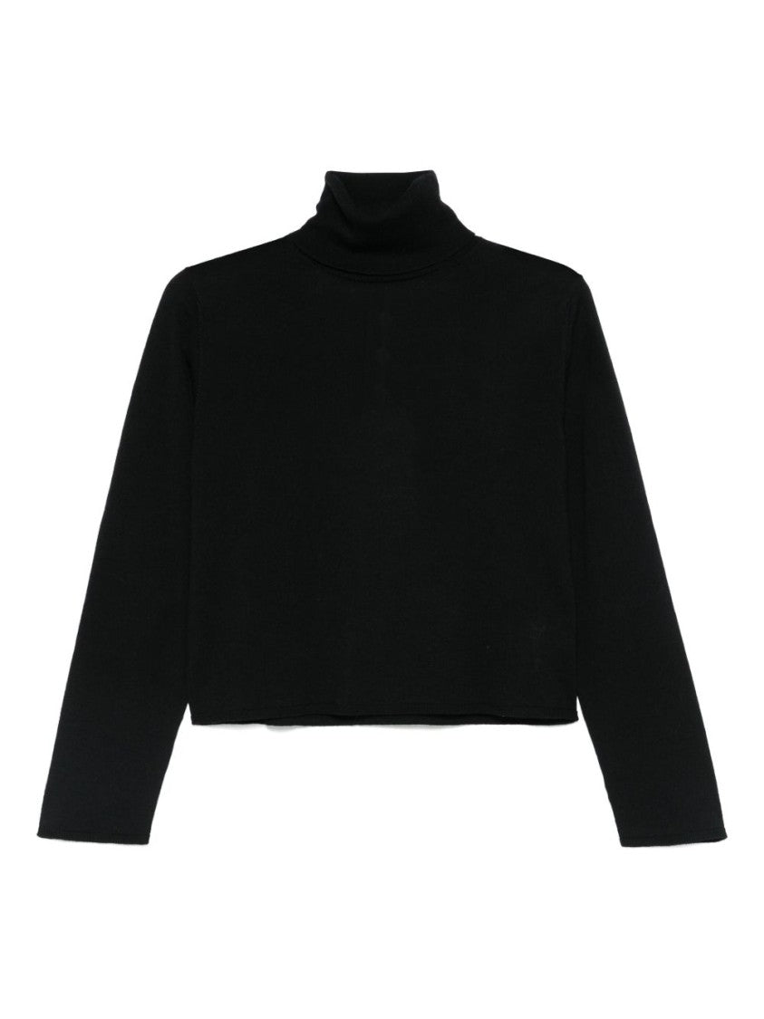 Mm6 By Maison Margiela Cropped Black Sweater With Turtleneck