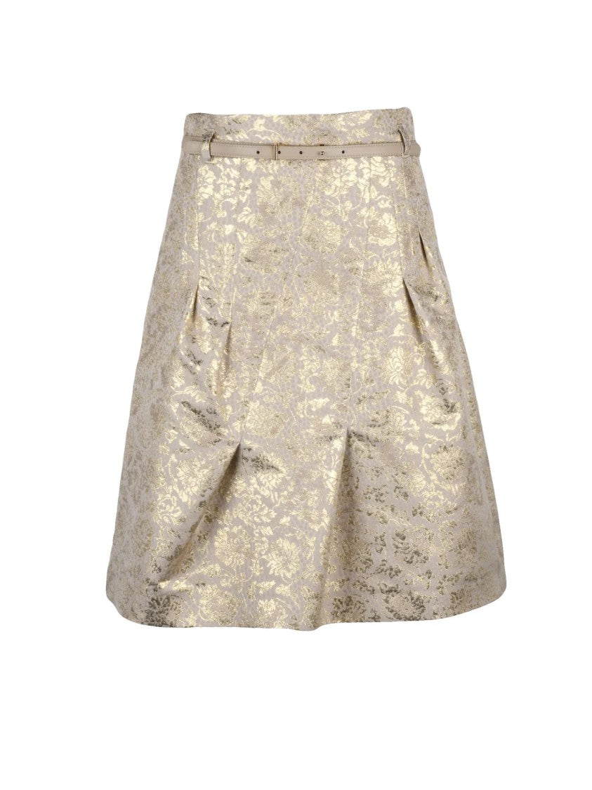 Max Mara Beige Metallic Polyester-Blend Pascia Mini Skirt