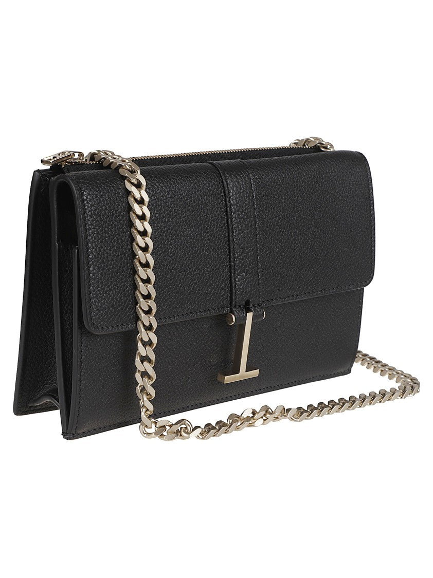 Tom Ford Textured Leather Shoulder Bag With Gold Logo Closure