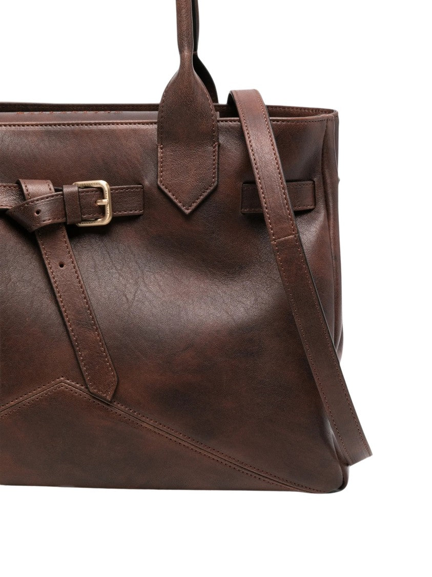 Ballantyne Dark Brown Calf Leather Shoulder Bag With Gold-Tone Hardware