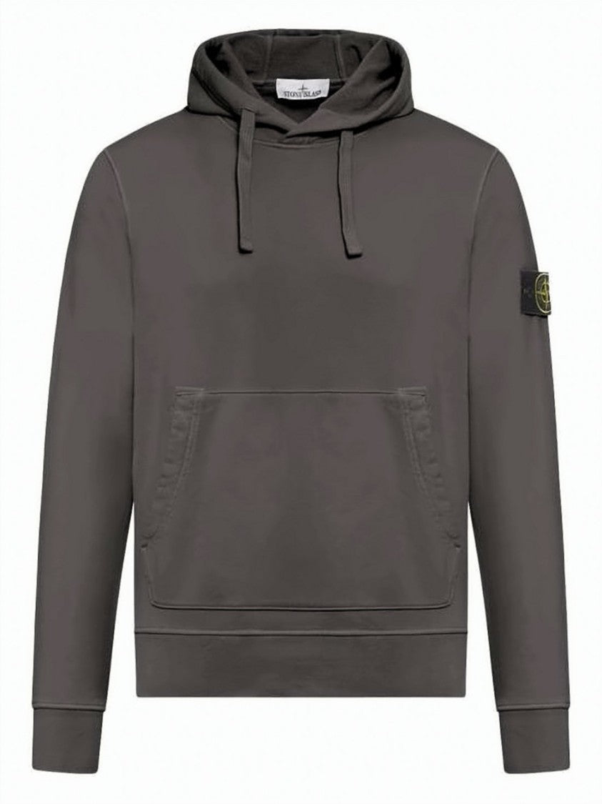 Stone Island Muted Dark Grey Stone Island Hoodie With Embroidered Patch