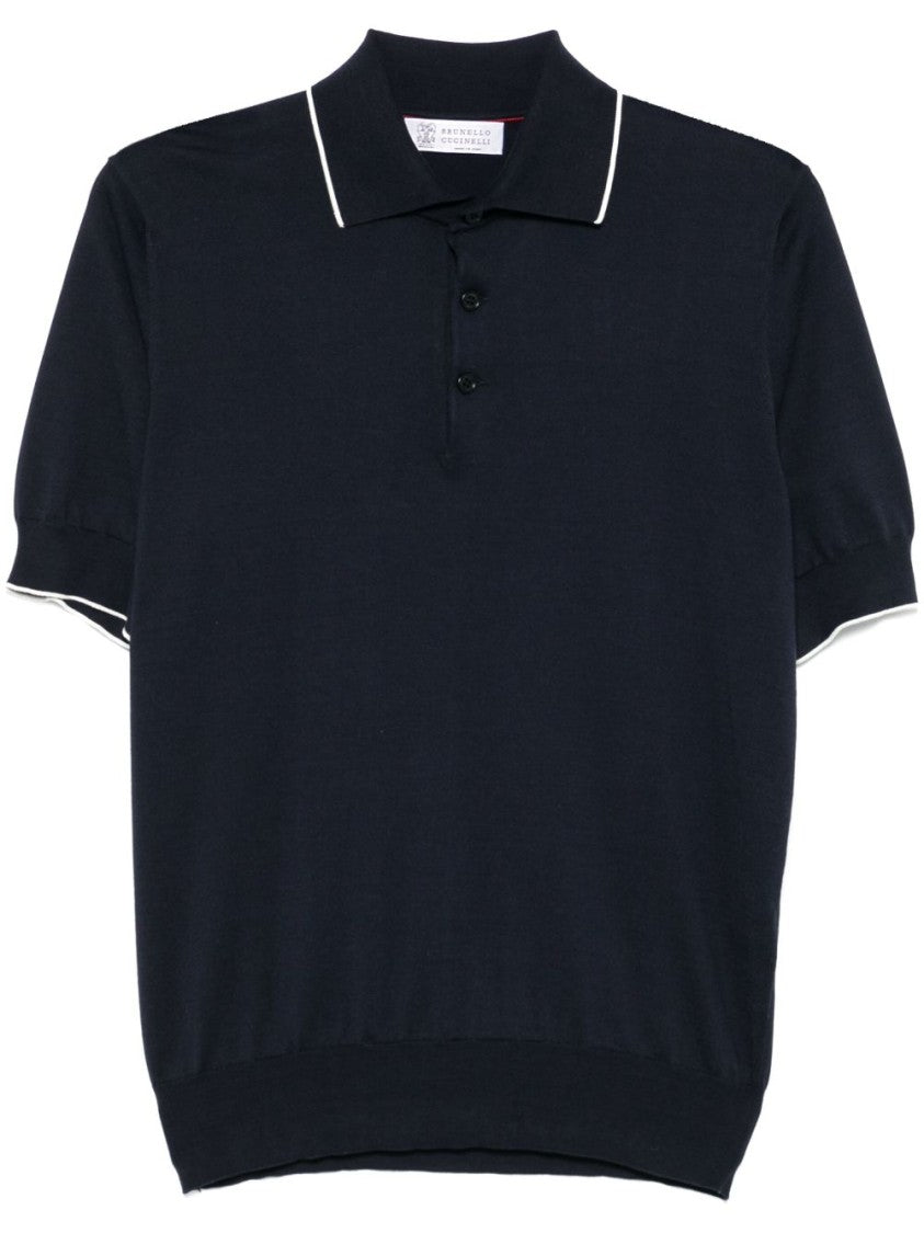 Brunello Cucinelli Blue Fitted Cotton T-Shirt With Refined Detailing
