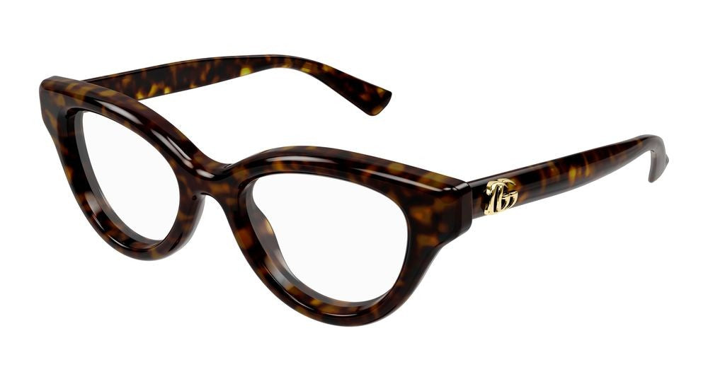 Gucci Havana Tortoiseshell Pattern Bold Oversized Cat-Eye Eyeglasses