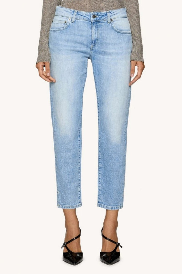 Dondup Blue Cotton-Elastane Light-Wash Tapered Jeans