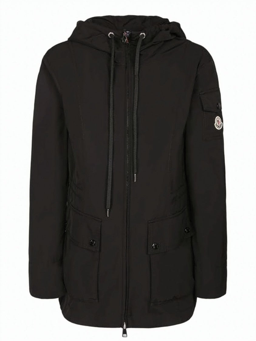 Moncler Fitted Black Jacket With Adjustable Waist